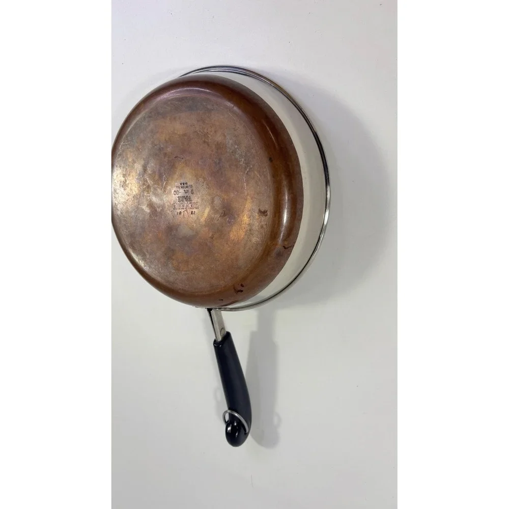 Revere Ware 9 Inch Skillet Copper Clad Bottom Stainless Steel Pan Vintage USA